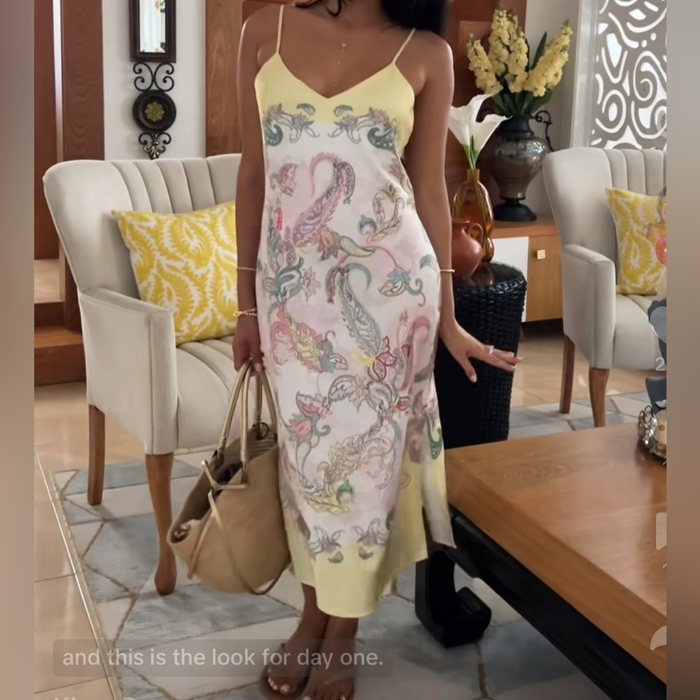 NWT Gianni Bini Harper Satin Printed V Neck Sleeveless Paisley Midi Dress Size 4